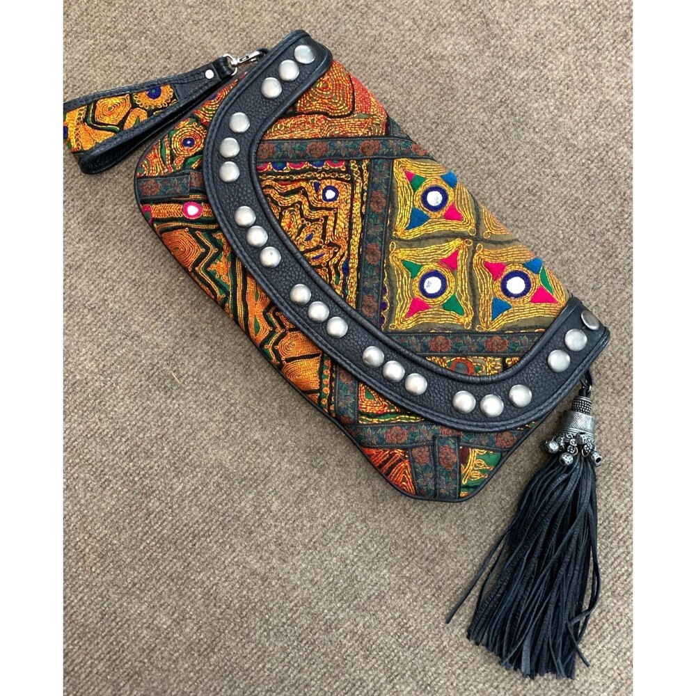 Boho Princess Bag Purse Clutch Embroidered Embellished Lined Wristlet